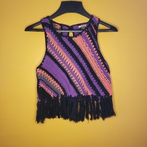 Knit fringe crop top